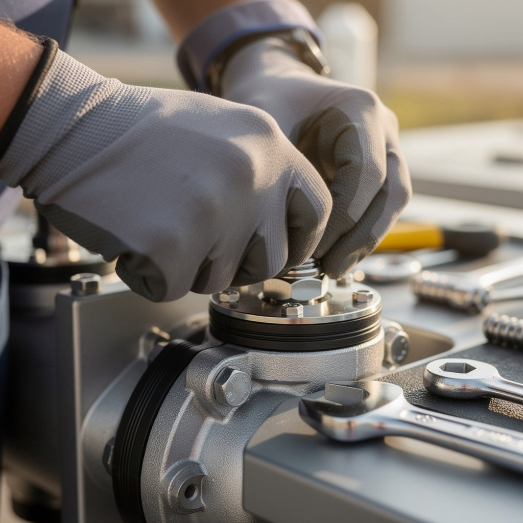 Professional Maintenance Service Inc San Diego technician performing expert HVAC maintenance in a commercial building